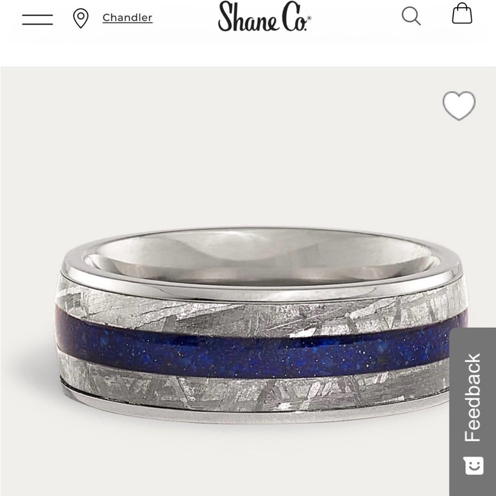 Shane Co Authentic Titanium Meteorite Lapis Lazuli Sz 11 Men’s Wedding Band Ring - Picture 2 of 13